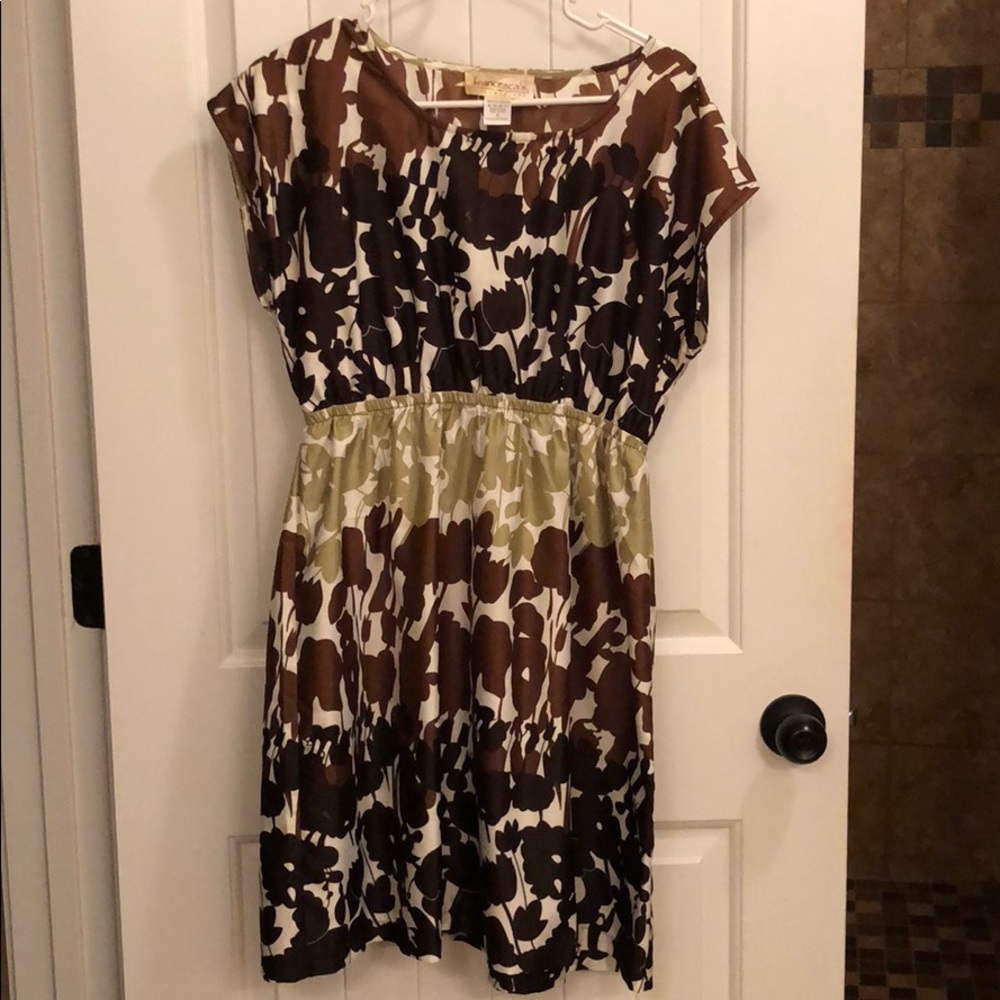 Brown and green floral dress